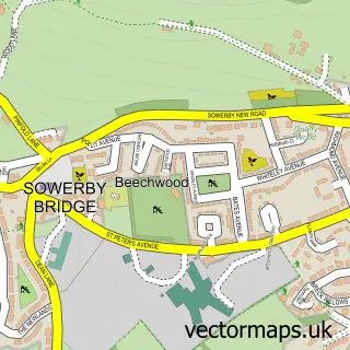Street map sample of Sowerby, West Yorkshire