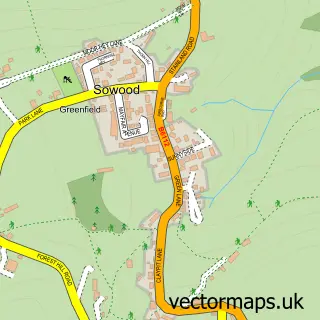 Street map sample of Sowood, West Yorkshire