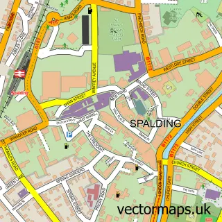Street map sample of Spalding, Lincolnshire