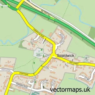 Street map sample of Spaldwick, Cambridgeshire