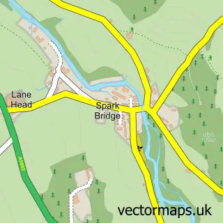 Street map sample of Spark Bridge, Cumbria