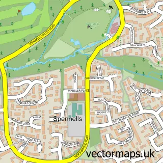 Street map sample of Spennells, Worcestershire