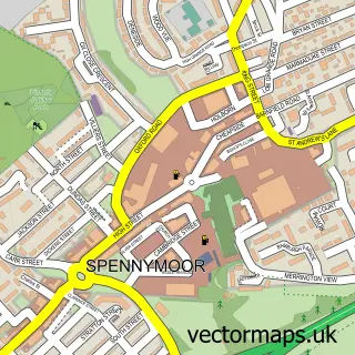 Street map sample of Spennymoor, Durham