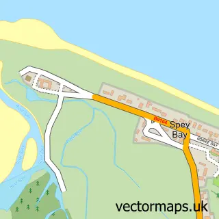 Street map sample of Spey Bay, Moray