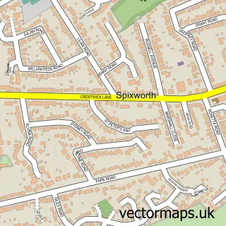 Street map sample of Spixworth, Norfolk