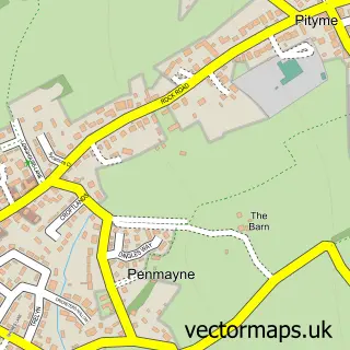 Street map sample of Splatt, Cornwall