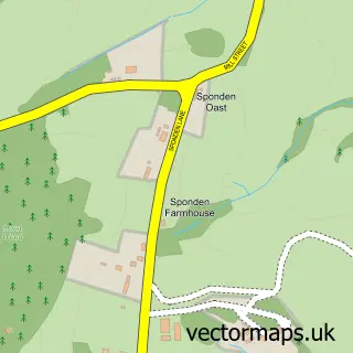 Street map sample of Sponden, Kent