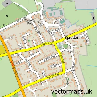 Street map sample of Spratton, Northamptonshire