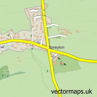 Street map sample of Spreyton, Devon