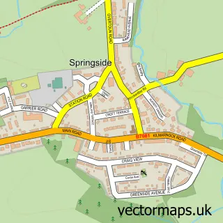 Street map sample of Springside, Ayrshire and Arran