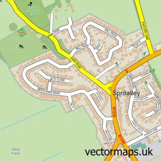 Street map sample of Sproatley, East Riding of Yorkshire