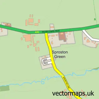 Street map sample of Sproston, Cheshire