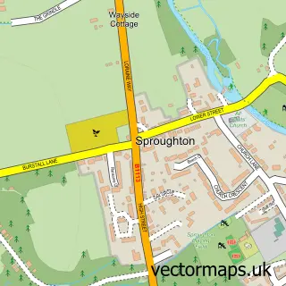 Street map sample of Sproughton, Suffolk