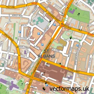 Street map sample of St Albans, Hertfordshire