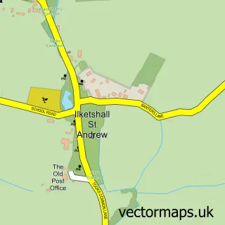 Street map sample of St Andrew, Ilketshall, Suffolk