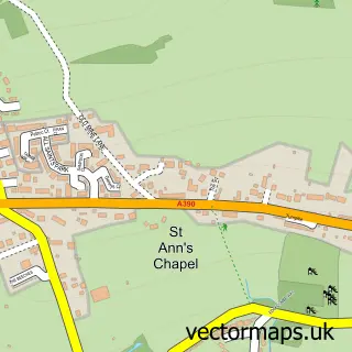 Street map sample of St Ann's Chapel, Cornwall