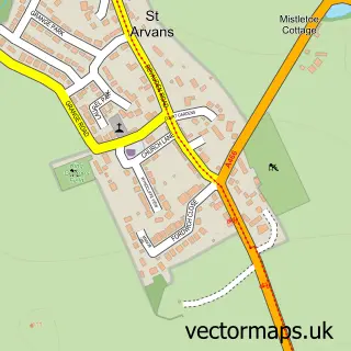 Street map sample of St Arvans, Gwent
