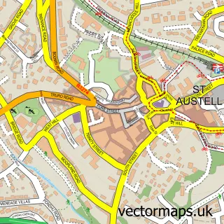 Street map sample of St Austell, Cornwall