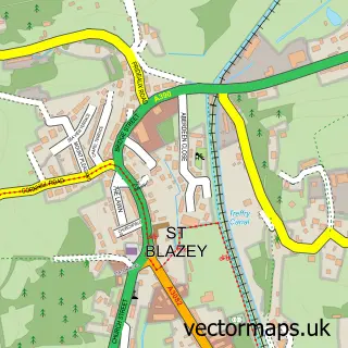 Street map sample of St Blazey, Cornwall