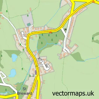Street map sample of St. Breward, Cornwall