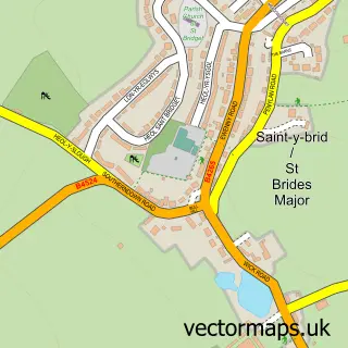 Street map sample of St Brides Major, South Glamorgan