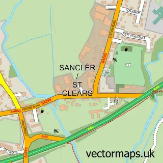 Street map sample of St Clears, Dyfed