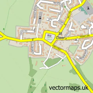 Street map sample of St Cleer, Cornwall