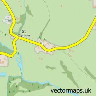 Street map sample of St Clether, Cornwall