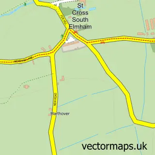 Street map sample of St Cross, South Elmham, Suffolk