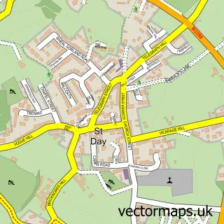 Street map sample of St Day, Cornwall