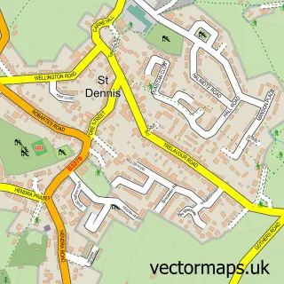 Street map sample of St Dennis, Cornwall