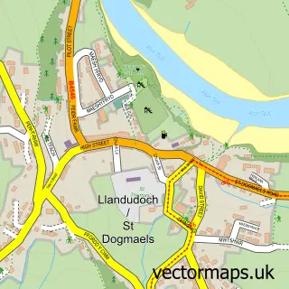 Street map sample of St Dogmaels, Dyfed