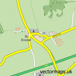 Street map sample of St. Enoder, Cornwall