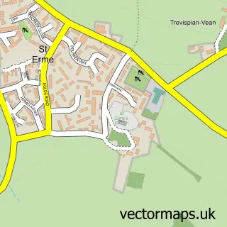Street map sample of St. Erme, Cornwall
