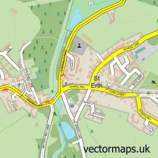 Street map sample of St Erth, Cornwall