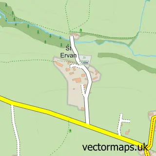 Street map sample of St Ervan, Cornwall