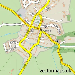 Street map sample of St Florence, Dyfed