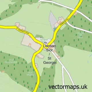 Street map sample of St. George, Clwyd