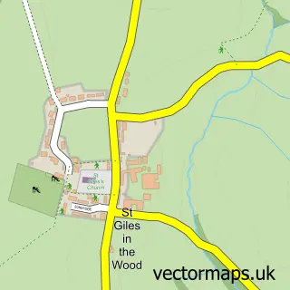 Street map sample of St Giles In The Wood, Devon