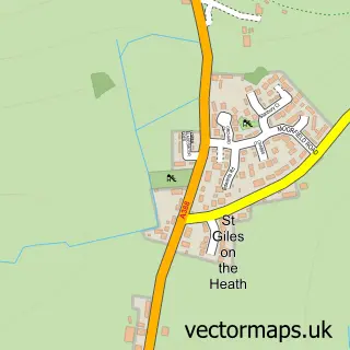 Street map sample of St Giles on the Heath, Devon