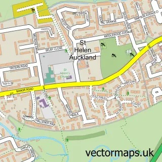 Street map sample of St Helen Auckland, Durham