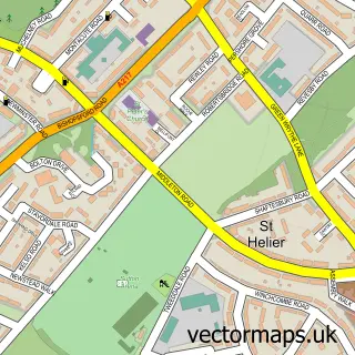 Street map sample of St Helier, Greater London