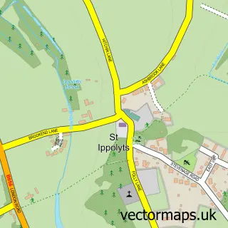Street map sample of St Ippolyts, Hertfordshire