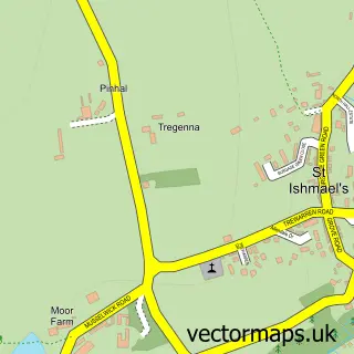 Street map sample of St Ishmael's, Dyfed