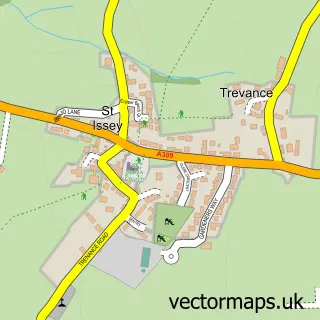 Street map sample of St Issey, Cornwall