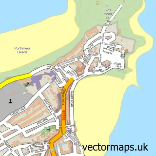 Street map sample of St Ives, Cornwall