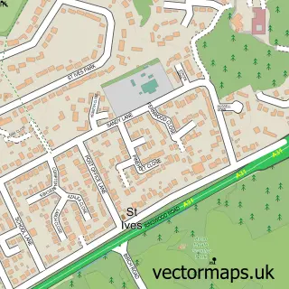 Street map sample of St Ives, Dorset