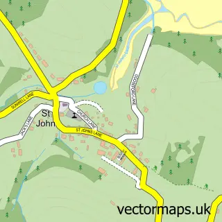 Street map sample of St. John, Cornwall