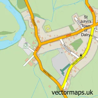 Street map sample of St John's Town of Dalry, The Stewartry of Kirkcudbright