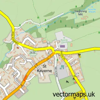 Street map sample of St. Keverne, Cornwall